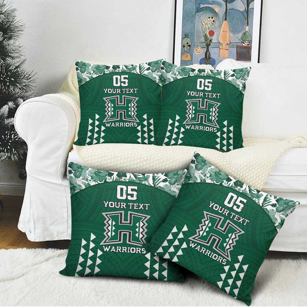Custom Hawaii Football Pillow Cover Rainbow Warriors Tropical Vibes - Polynesian Pride