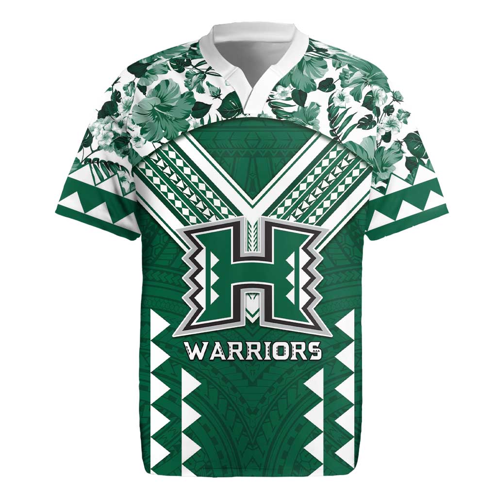 Custom Hawaii Football Rugby Jersey Rainbow Warriors Tropical Vibes - Polynesian Pride