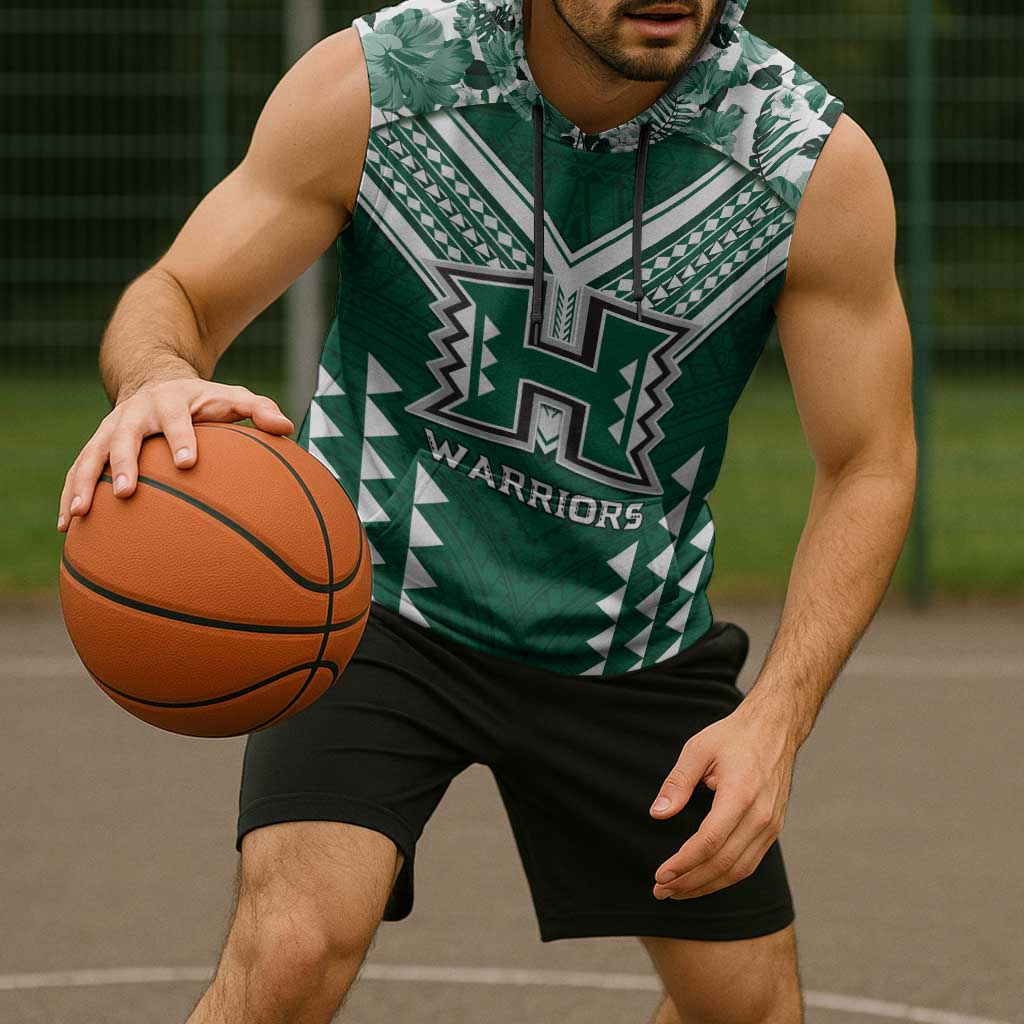 Custom Hawaii Football Sleeveless Hoodie Rainbow Warriors Tropical Vibes - Polynesian Pride