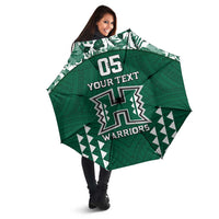 Custom Hawaii Football Umbrella Rainbow Warriors Tropical Vibes - Polynesian Pride