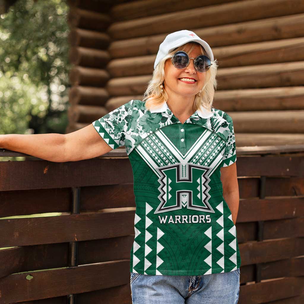 Custom Hawaii Football Women Polo Shirt Rainbow Warriors Tropical Vibes - Polynesian Pride