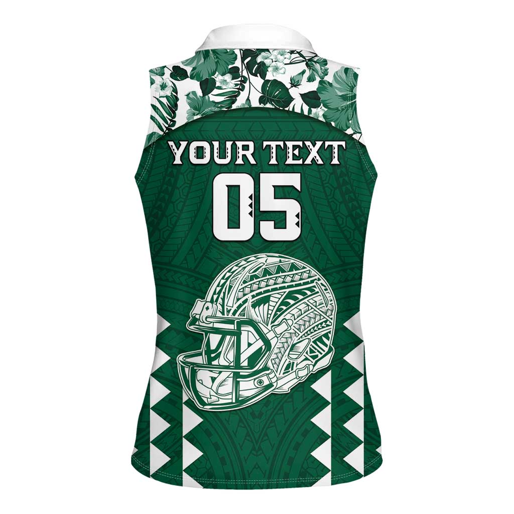 Custom Hawaii Football Women Sleeveless Polo Shirt Rainbow Warriors Tropical Vibes LT05 - Polynesian Pride