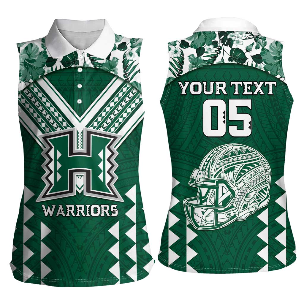Custom Hawaii Football Women Sleeveless Polo Shirt Rainbow Warriors Tropical Vibes LT05 - Polynesian Pride