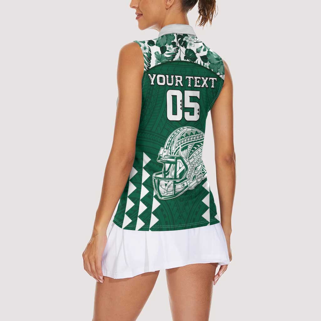 Custom Hawaii Football Women Sleeveless Polo Shirt Rainbow Warriors Tropical Vibes LT05 - Polynesian Pride