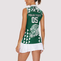 Custom Hawaii Football Women Sleeveless Polo Shirt Rainbow Warriors Tropical Vibes LT05 - Polynesian Pride