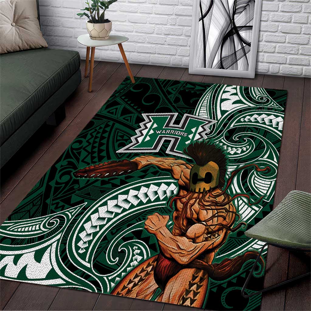 Hawaii Ikaika Warrior Football Area Rug Polynesian Tribal Tattoo LT05 Black - Polynesian Pride