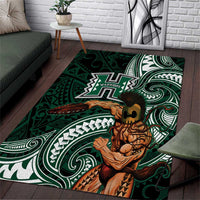 Hawaii Ikaika Warrior Football Area Rug Polynesian Tribal Tattoo LT05 Black - Polynesian Pride
