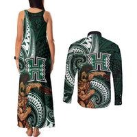 Hawaii Ikaika Warrior Football Couples Matching Tank Maxi Dress and Long Sleeve Button Shirt Polynesian Tribal Tattoo LT05 - Polynesian Pride