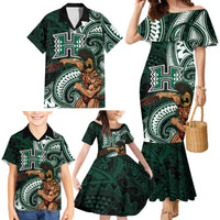 Hawaii Ikaika Warrior Football Family Matching Mermaid Dress and Hawaiian Shirt Polynesian Tribal Tattoo LT05 - Polynesian Pride