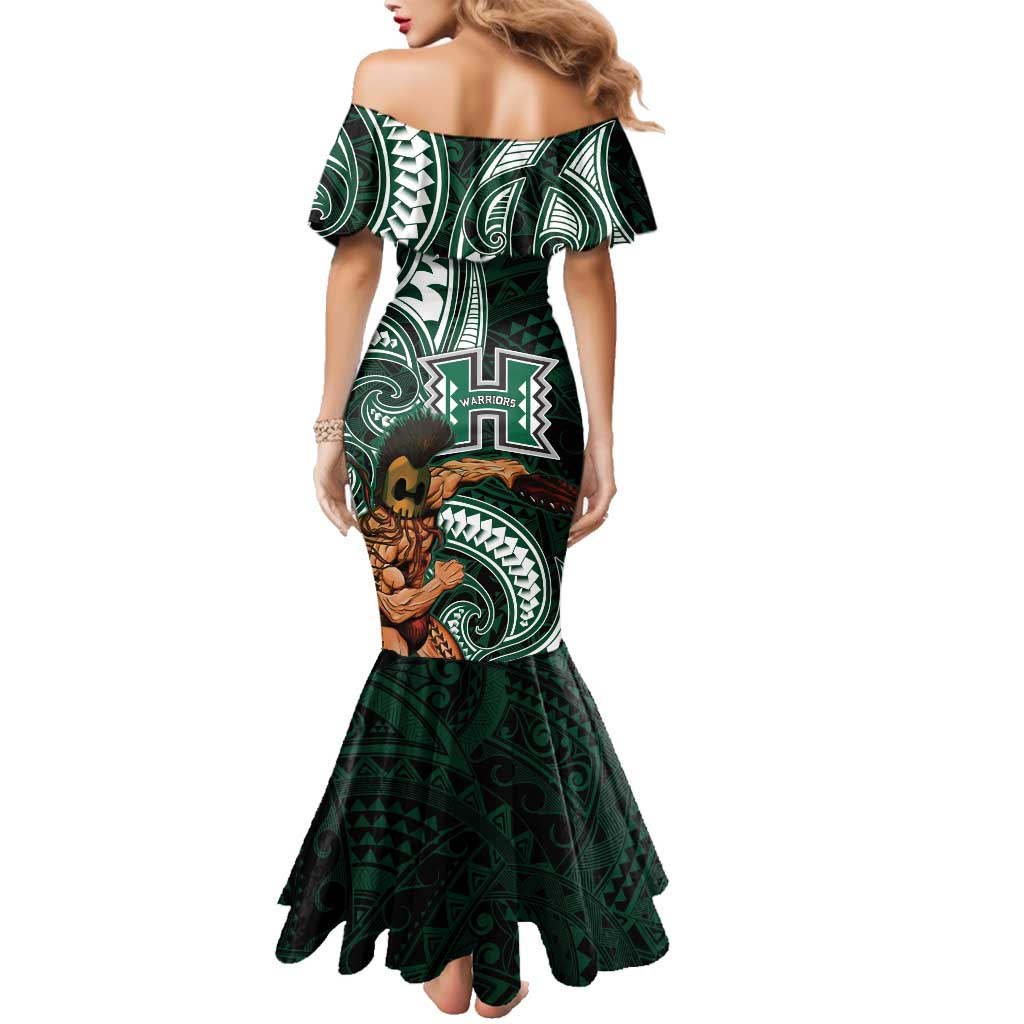 Hawaii Ikaika Warrior Football Family Matching Mermaid Dress and Hawaiian Shirt Polynesian Tribal Tattoo LT05 - Polynesian Pride