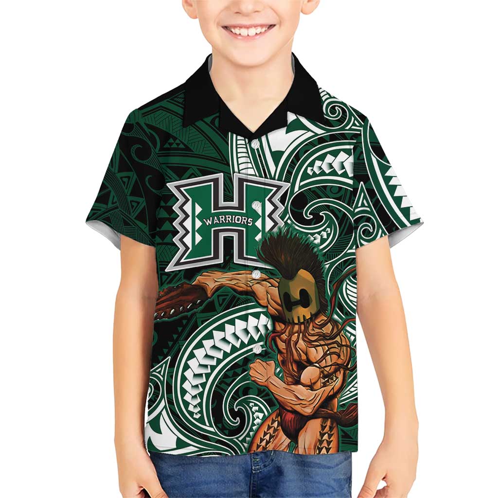 Hawaii Ikaika Warrior Football Family Matching Mermaid Dress and Hawaiian Shirt Polynesian Tribal Tattoo LT05 Son's Shirt Black - Polynesian Pride