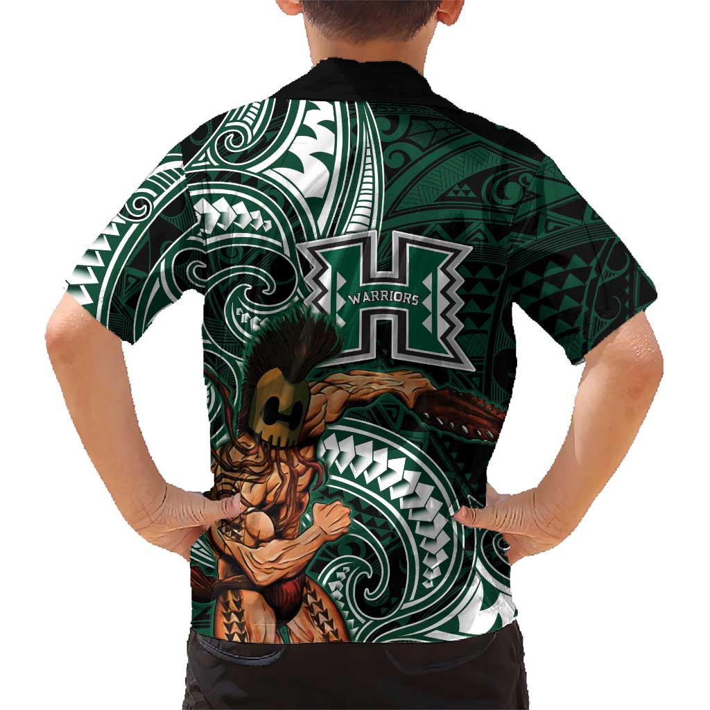 Hawaii Ikaika Warrior Football Family Matching Off Shoulder Short Dress and Hawaiian Shirt Polynesian Tribal Tattoo LT05 - Polynesian Pride