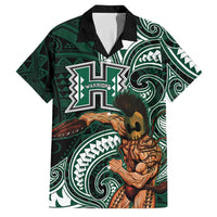 Hawaii Ikaika Warrior Football Family Matching Off Shoulder Short Dress and Hawaiian Shirt Polynesian Tribal Tattoo LT05 Dad's Shirt - Short Sleeve Black - Polynesian Pride
