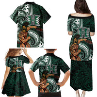 Hawaii Ikaika Warrior Football Family Matching Puletasi and Hawaiian Shirt Polynesian Tribal Tattoo LT05 - Polynesian Pride