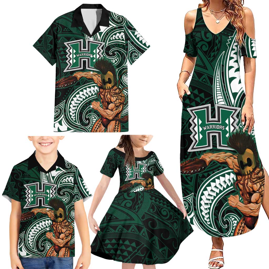 Hawaii Ikaika Warrior Football Family Matching Summer Maxi Dress and Hawaiian Shirt Polynesian Tribal Tattoo LT05 - Polynesian Pride