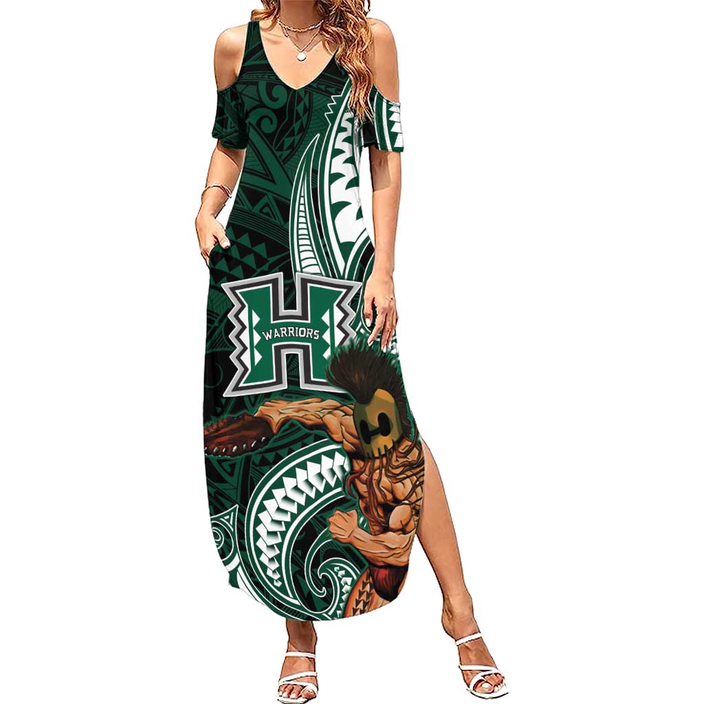 Hawaii Ikaika Warrior Football Family Matching Summer Maxi Dress and Hawaiian Shirt Polynesian Tribal Tattoo LT05 Mom's Dress Black - Polynesian Pride