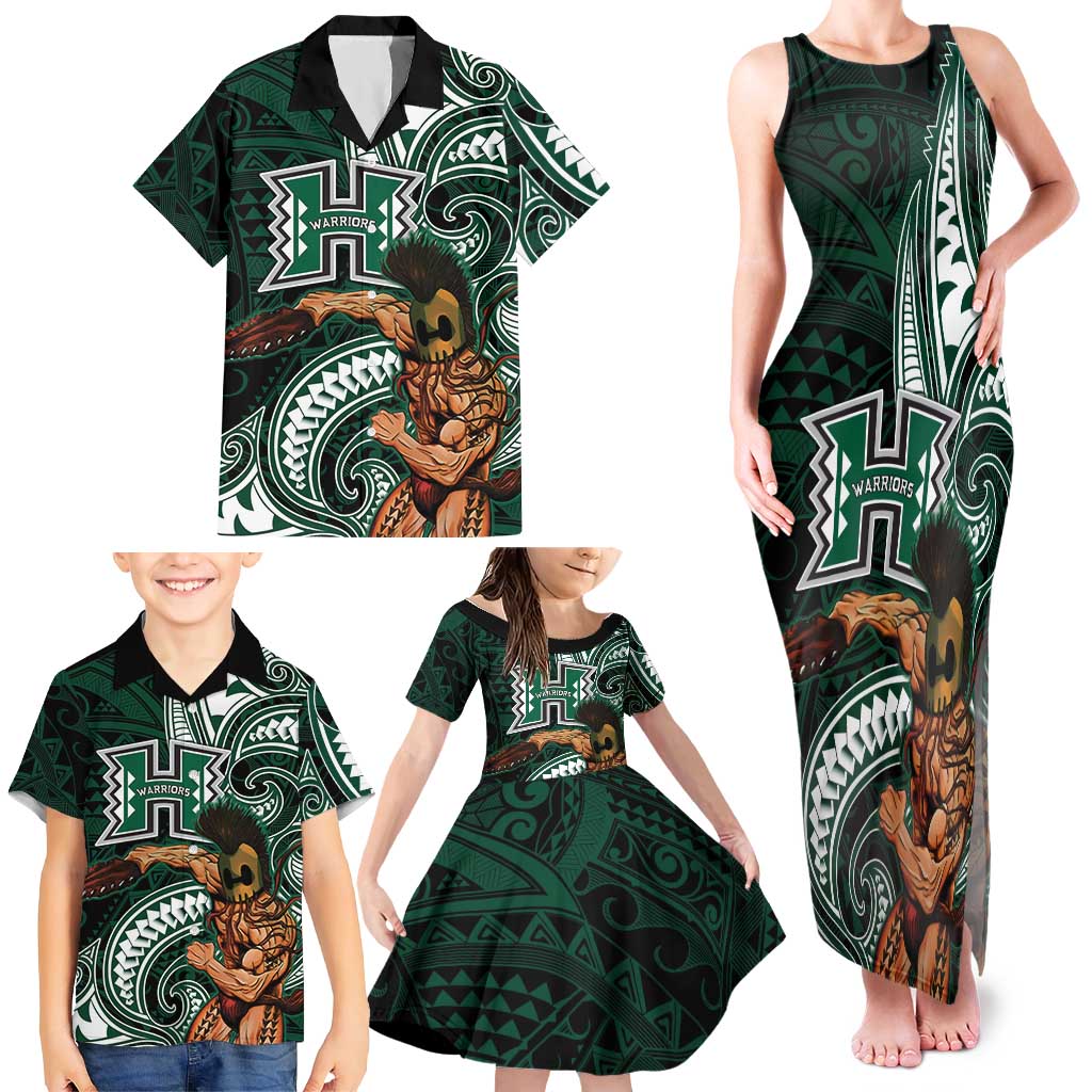 Hawaii Ikaika Warrior Football Family Matching Tank Maxi Dress and Hawaiian Shirt Polynesian Tribal Tattoo LT05 - Polynesian Pride