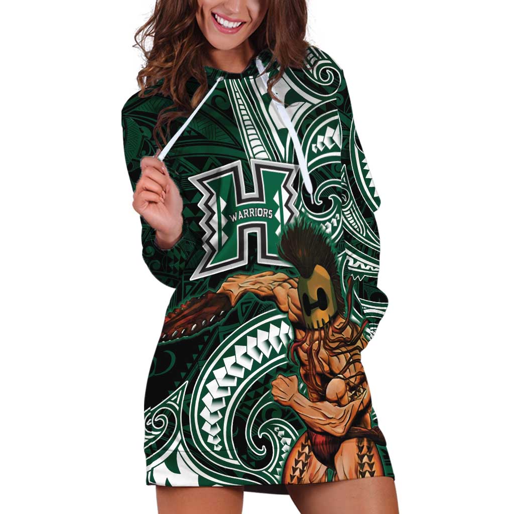 Hawaii Ikaika Warrior Football Hoodie Dress Polynesian Tribal Tattoo LT05 Black - Polynesian Pride