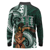 Hawaii Ikaika Warrior Football Long Sleeve Polo Shirt Polynesian Tribal Tattoo LT05 - Polynesian Pride