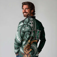 Hawaii Ikaika Warrior Football Long Sleeve Polo Shirt Polynesian Tribal Tattoo LT05 - Polynesian Pride