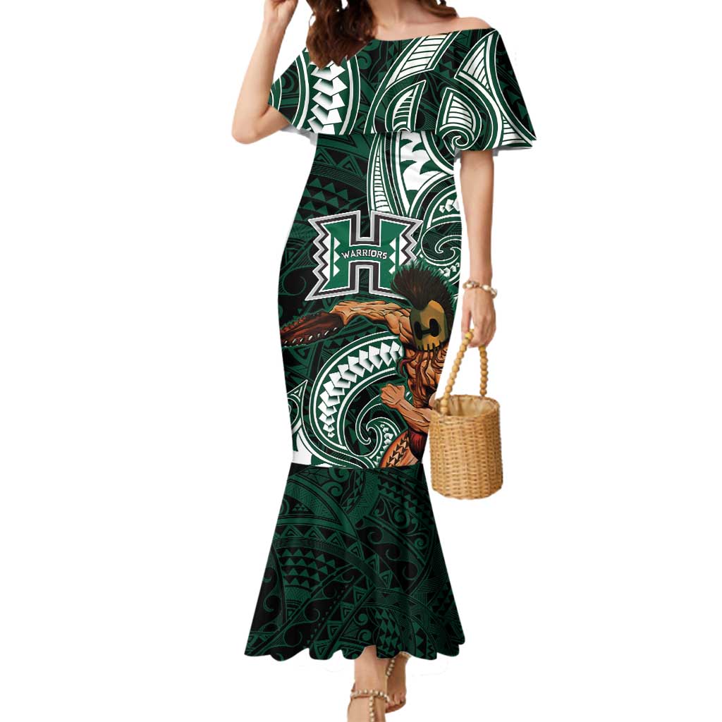 Hawaii Ikaika Warrior Football Mermaid Dress Polynesian Tribal Tattoo LT05 Women Black - Polynesian Pride