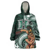 Hawaii Ikaika Warrior Football Wearable Blanket Hoodie Polynesian Tribal Tattoo LT05 One Size Black - Polynesian Pride