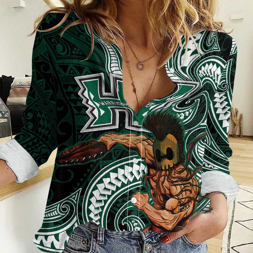 Hawaii Ikaika Warrior Football Women Casual Shirt Polynesian Tribal Tattoo - Polynesian Pride