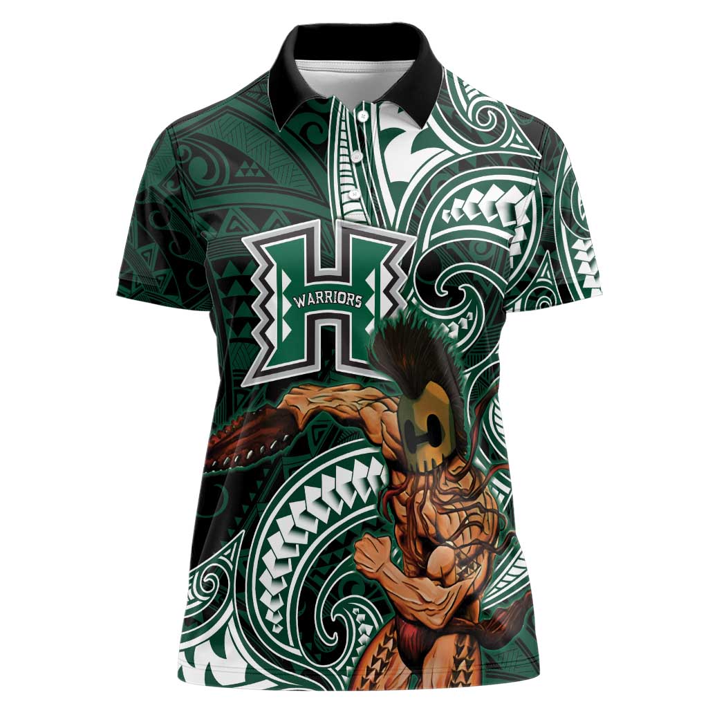 Hawaii Ikaika Warrior Football Women Polo Shirt Polynesian Tribal Tattoo - Polynesian Pride