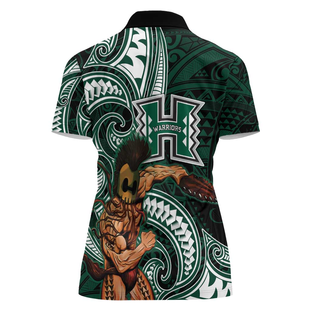 Hawaii Ikaika Warrior Football Women Polo Shirt Polynesian Tribal Tattoo - Polynesian Pride