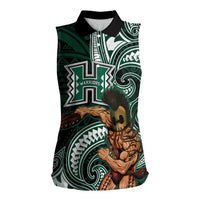 Hawaii Ikaika Warrior Football Women Sleeveless Polo Shirt Polynesian Tribal Tattoo LT05 Female Black - Polynesian Pride