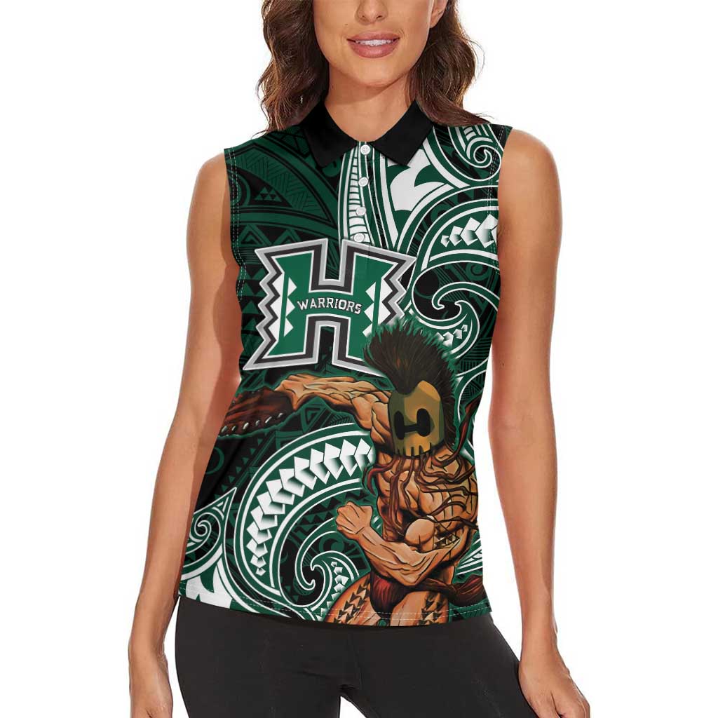 Hawaii Ikaika Warrior Football Women Sleeveless Polo Shirt Polynesian Tribal Tattoo LT05 - Polynesian Pride
