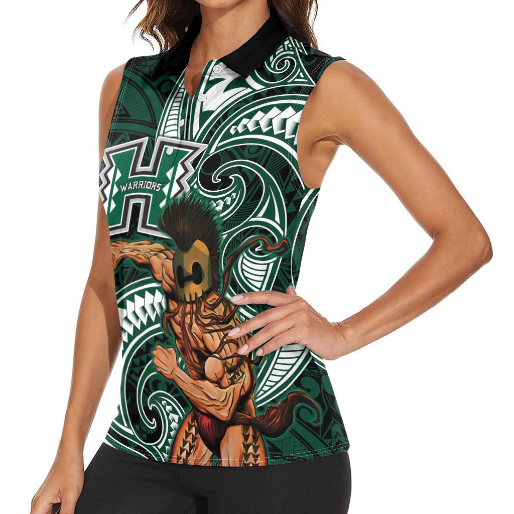 Hawaii Ikaika Warrior Football Women Sleeveless Polo Shirt Polynesian Tribal Tattoo LT05 - Polynesian Pride