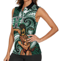 Hawaii Ikaika Warrior Football Women Sleeveless Polo Shirt Polynesian Tribal Tattoo LT05 - Polynesian Pride