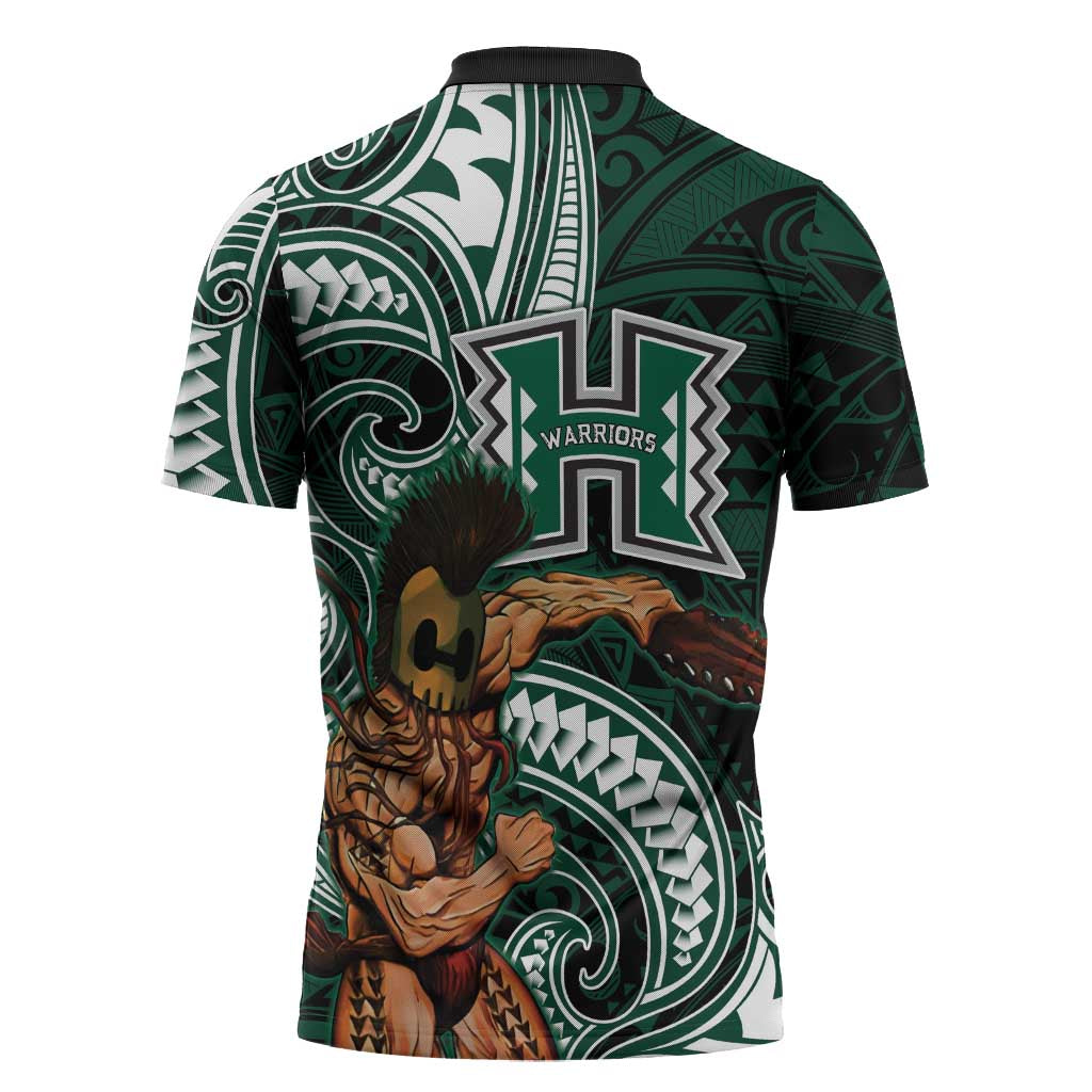 Hawaii Ikaika Warrior Football Zipper Polo Shirt Polynesian Tribal Tattoo LT05 - Polynesian Pride