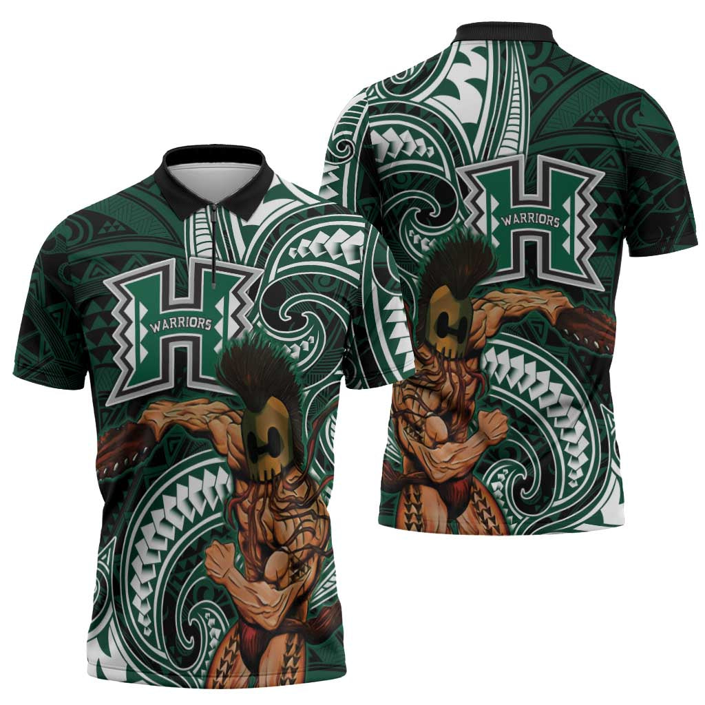 Hawaii Ikaika Warrior Football Zipper Polo Shirt Polynesian Tribal Tattoo LT05 - Polynesian Pride