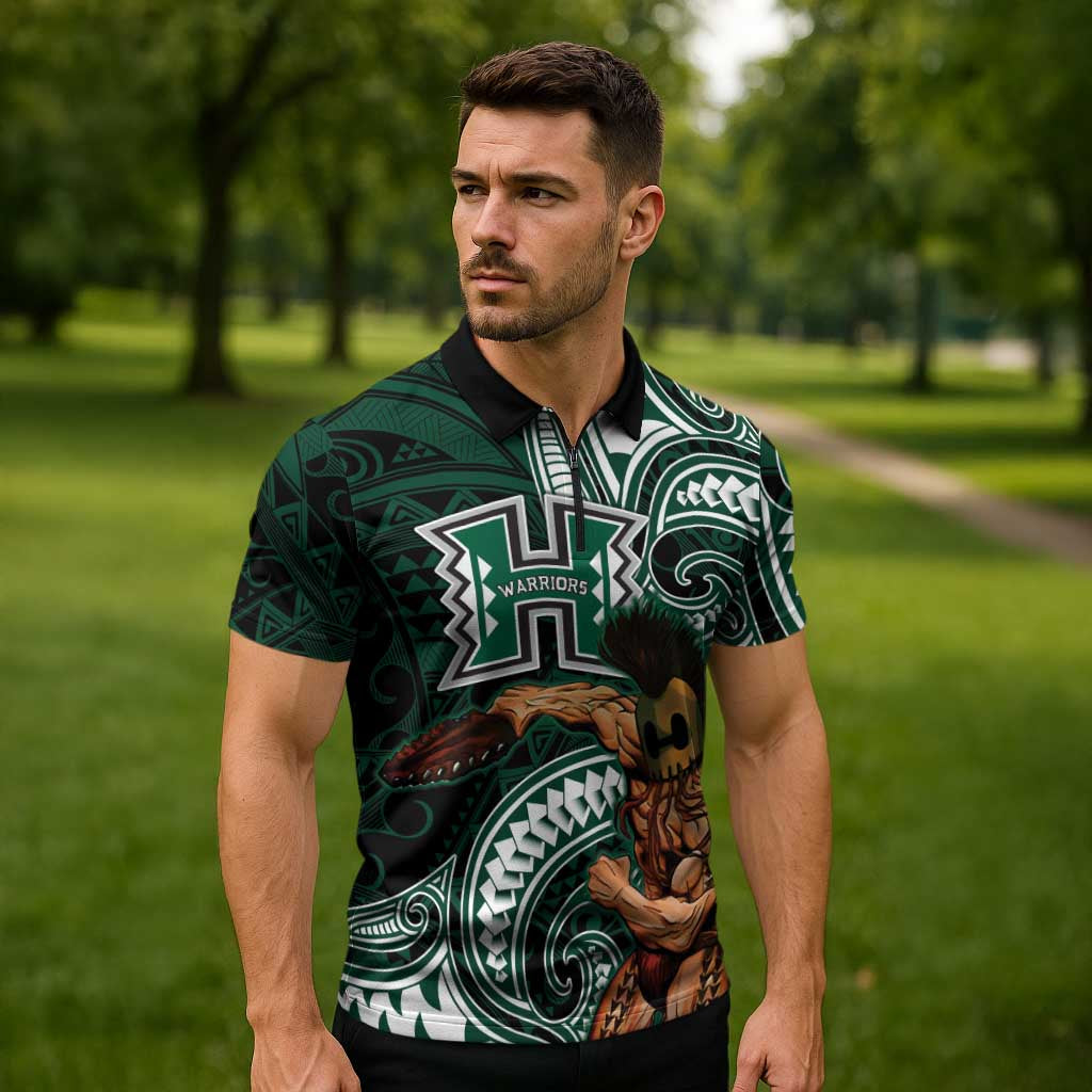 Hawaii Ikaika Warrior Football Zipper Polo Shirt Polynesian Tribal Tattoo LT05 - Polynesian Pride