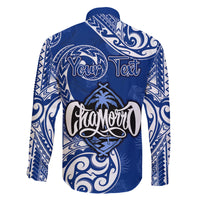 Personalised Hafa Adai Guam History and Chamorro Heritage Day Family Matching Off Shoulder Maxi Dress and Hawaiian Shirt Blue Latte Stone LT05 - Polynesian Pride