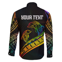 Personalised LGBT History Month Family Matching Puletasi Dress and Hawaiian Shirt Proud And Happy Polynesian Dolphin LT05 - Polynesian Pride