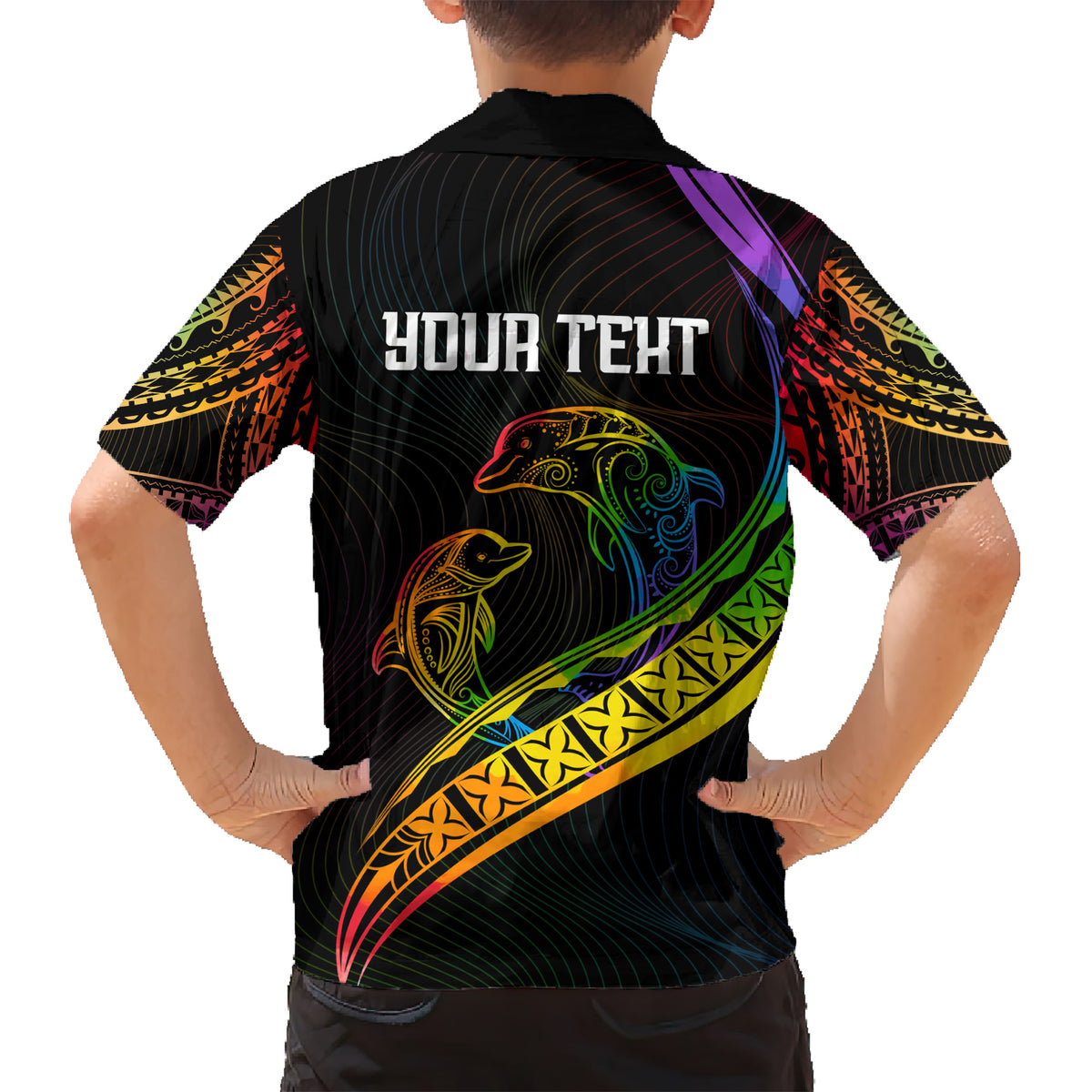 Personalised LGBT History Month Kid Hawaiian Shirt Proud And Happy Polynesian Dolphin LT05 - Polynesian Pride