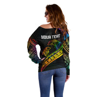 Personalised LGBT History Month Off Shoulder Sweater Proud And Happy Polynesian Dolphin LT05 - Polynesian Pride