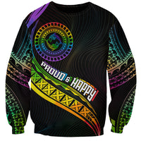Personalised LGBT History Month Sweatshirt Proud And Happy Polynesian Dolphin LT05 Unisex Black - Polynesian Pride