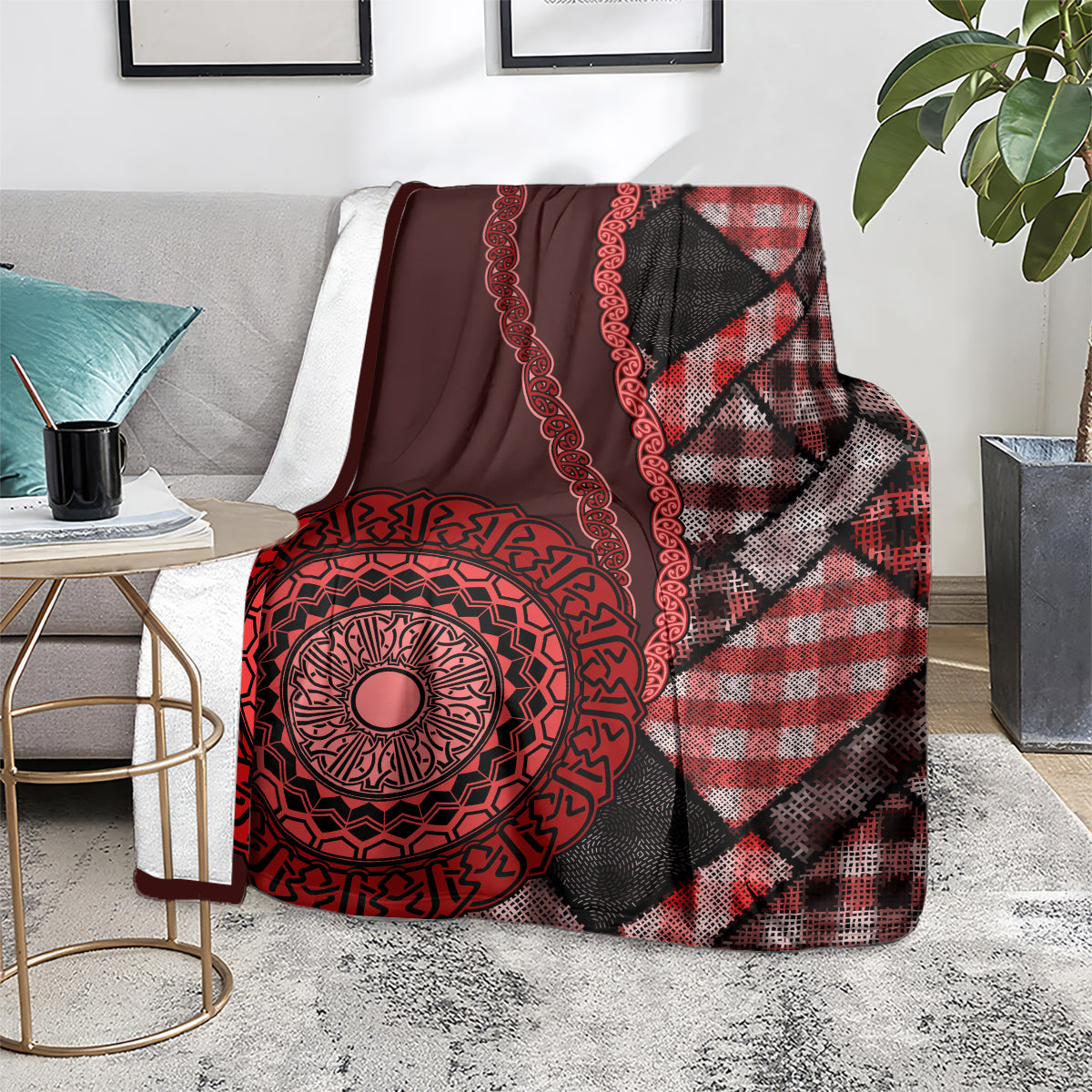 New Zealand Aotearoa Blanket Maori Harakeke Weaving Pattern Red LT05 - Polynesian Pride