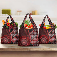 New Zealand Aotearoa Grocery Bag Maori Harakeke Weaving Pattern Red