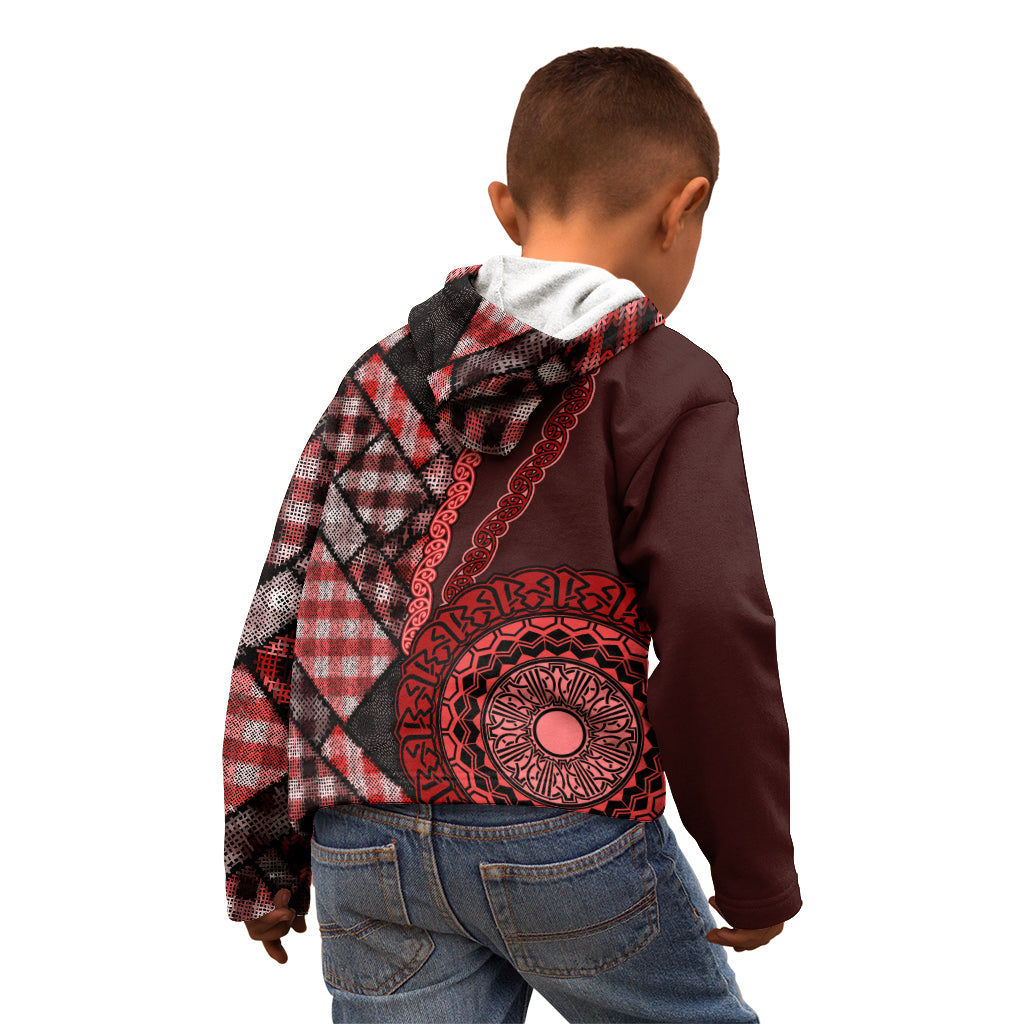 New Zealand Aotearoa Kid Hoodie Maori Harakeke Weaving Pattern Red LT05 - Polynesian Pride