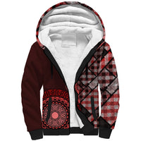 New Zealand Aotearoa Sherpa Hoodie Maori Harakeke Weaving Pattern Red LT05 Unisex Red - Polynesian Pride