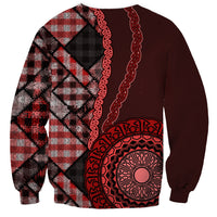 New Zealand Aotearoa Sweatshirt Maori Harakeke Weaving Pattern Red LT05 - Polynesian Pride