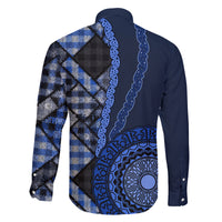 New Zealand Aotearoa Family Matching Summer Maxi Dress and Hawaiian Shirt Maori Harakeke Weaving Pattern Blue LT05 - Polynesian Pride