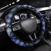 New Zealand Aotearoa Steering Wheel Cover Maori Harakeke Weaving Pattern Blue LT05 Universal Fit Blue - Polynesian Pride