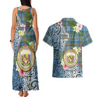 Personalised Hawaii State Couples Matching Tank Maxi Dress and Hawaiian Shirt Tropical Flowers With Tartan Pattern LT05 - Polynesian Pride