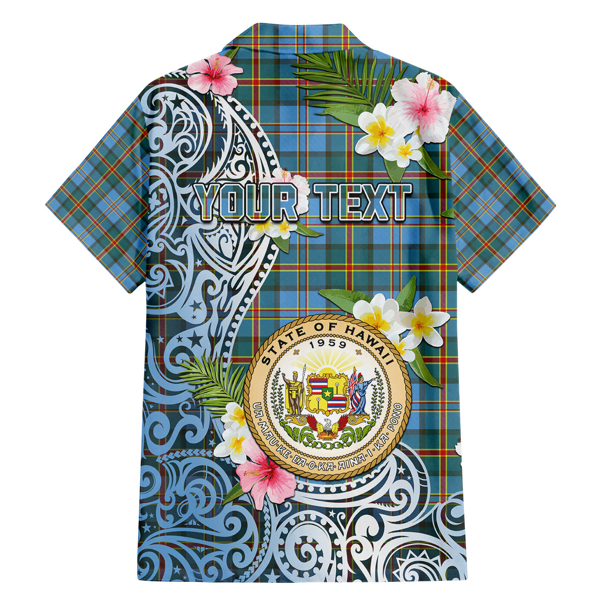 Personalised Hawaii State Family Matching Tank Maxi Dress and Hawaiian Shirt Tropical Flowers With Tartan Pattern LT05 - Polynesian Pride